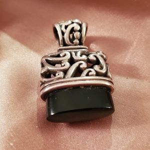 Silver and black necklace slide